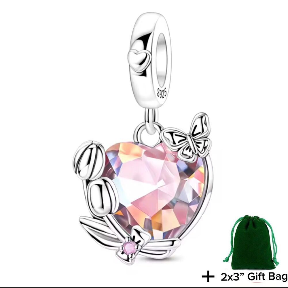 Heart Dangle Charm | 925 Silver | Brand New